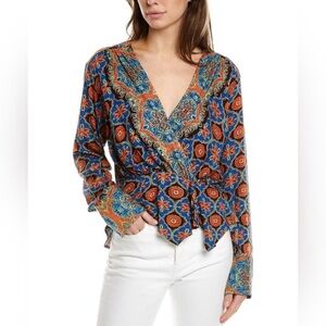 NWT Free People Falling For You Floral Print Peplum Top NEW size medium